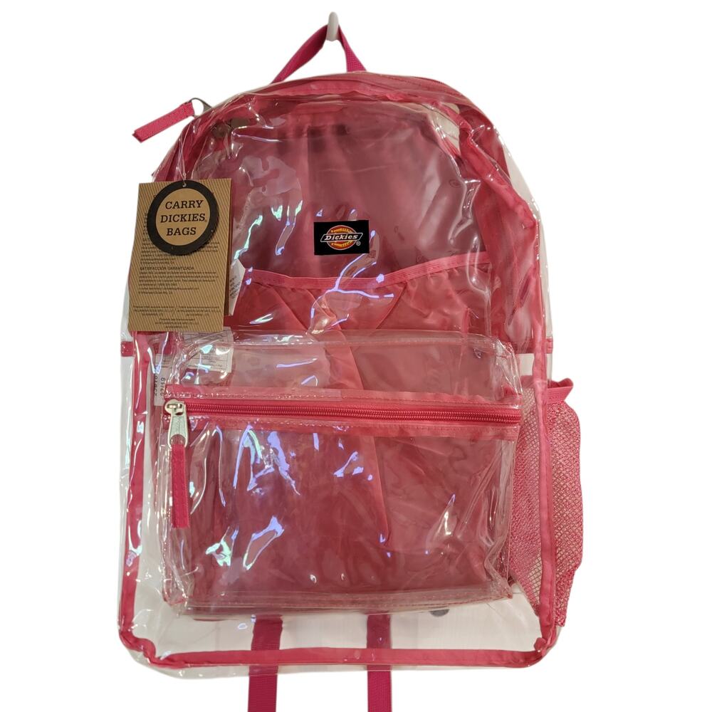 Dickies Clear Student Backpack Pink PVC School Bag NWT